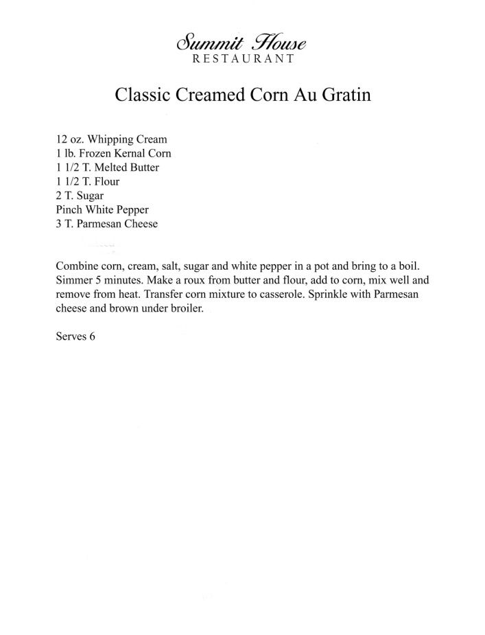 Creamed Corn Recipe Summit House